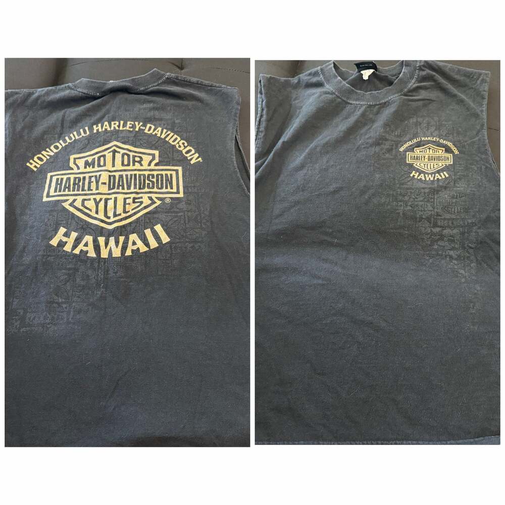 Vintage Harley-Davidson Honolulu Hawaii Mineral Wash Double-Sided Sleeveless T-S